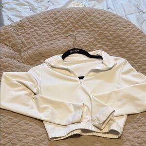 White Cropped Sweatshirt with Logo